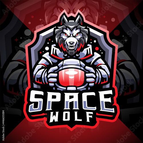 Space wolf esport mascot logo design