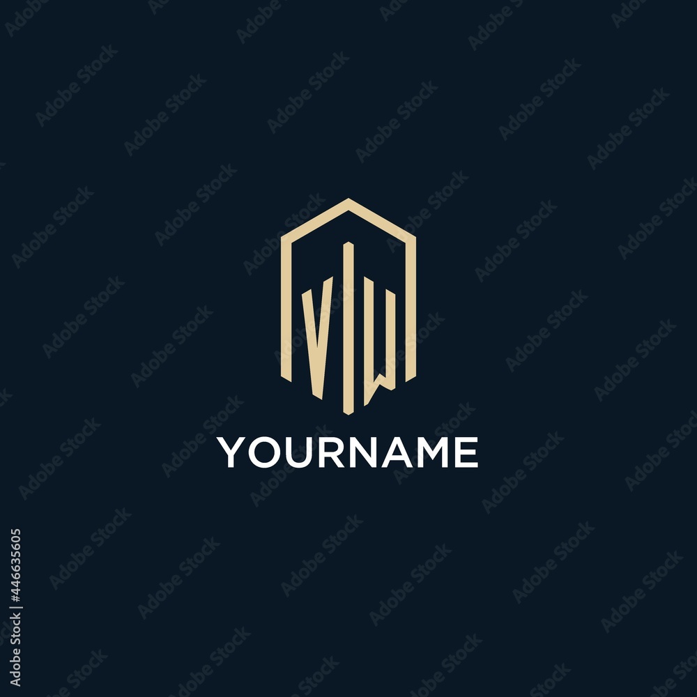 VW initial monogram logo with hexagonal shape style, real estate logo ...