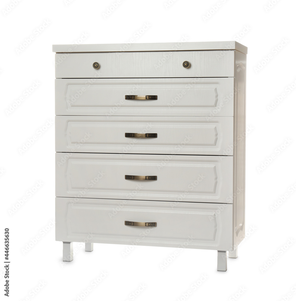 Modern chest of drawers isolated on white Modern chest of drawers isolated on white