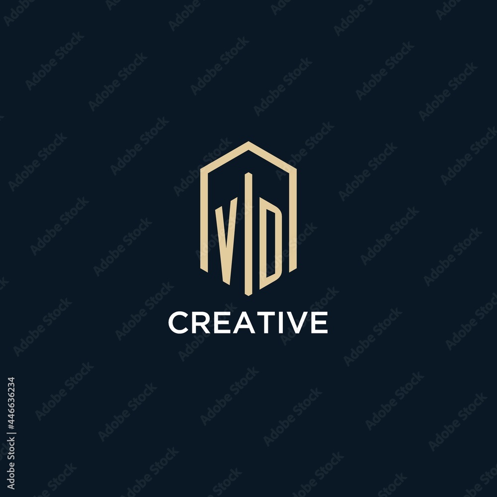 VD initial monogram logo with hexagonal shape style, real estate logo ...