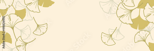 和風のいちょうの背景イラスト（秋のイメージのバナー素材）