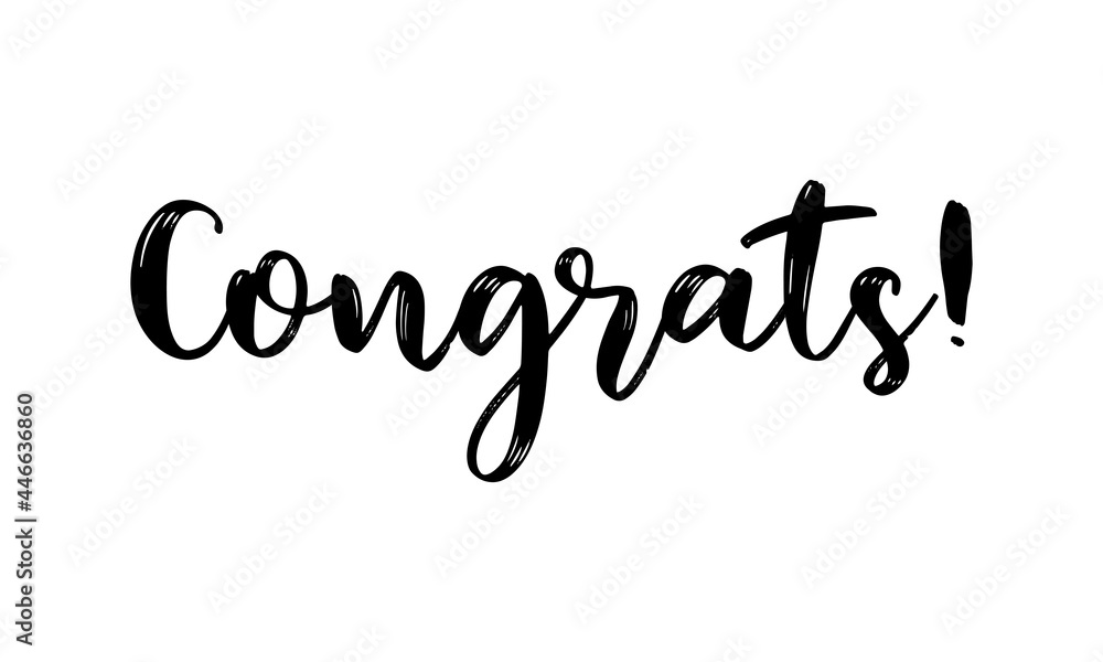 Hand sketched Congrats word as banner or logo. Lettering for header, card, poster Hand sketched Congrats word as banner or logo. Lettering for header, card, poster