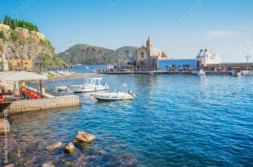 Marina Corta harbour, Lipari Town, Lipari Island, Aeolian Islands, UNESCO World Heritage Site, Sicily, Italy