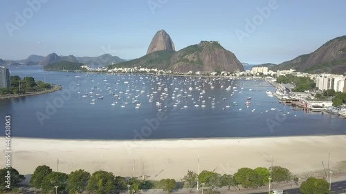 Aerial view of Botafogo inlet with Sugarloaf Mountain in the background in the south zone of the city of Rio de Janeiro. photo