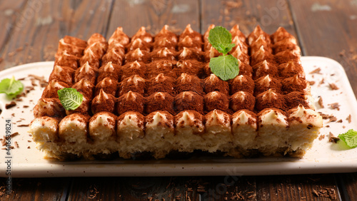 delicious tiramisu cake on plate