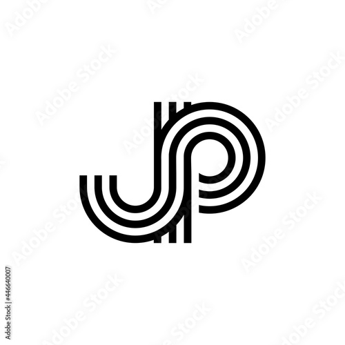 Letter JP logo creative modern monogram, many lines smooth geometric logo initials
