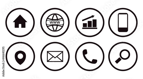 Contact Icon Set. Black and White Illustration of Differente Contect icons