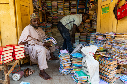 Bookshop in the bazaar, Kano, Kano state, Nigeria, West Africa, Africa