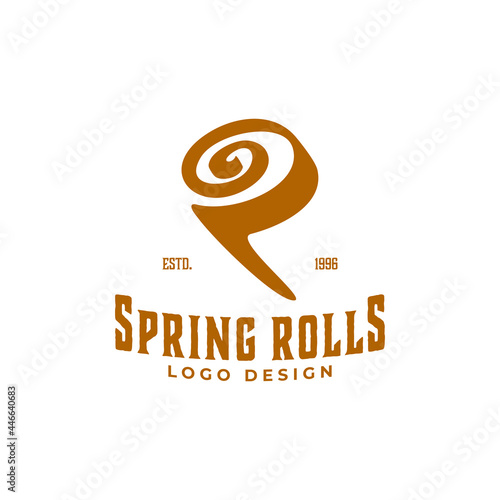 Illustration spring roll vietnamese recipe food vintage logo design inspiration