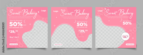 Sweet cake and dessert banner for social media post template.