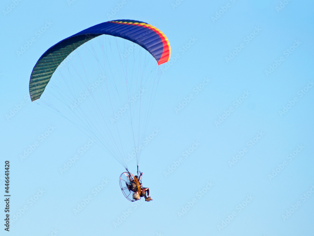 motor paraglider solo rider on turning motor paraglider solo rider on turning