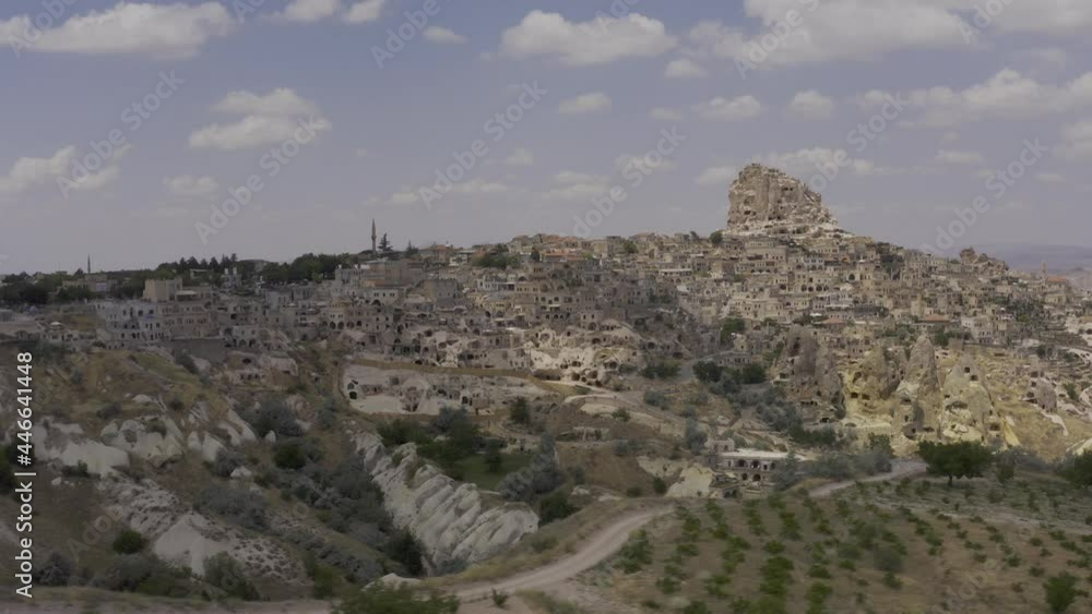 Aerial, Uçhisar (Uchisar) Rock City, Cappadocia, Turkey Aerial, Uçhisar (Uchisar) Rock City, Cappadocia, Turkey