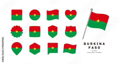 Burkina Faso flag icon set vector illustration