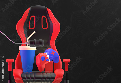 Gamer elements background on dark background. 3d illustration