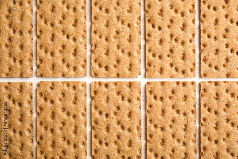 Fresh rye crispbreads on white wooden table, flat lay Fresh rye crispbreads on white wooden table, flat lay