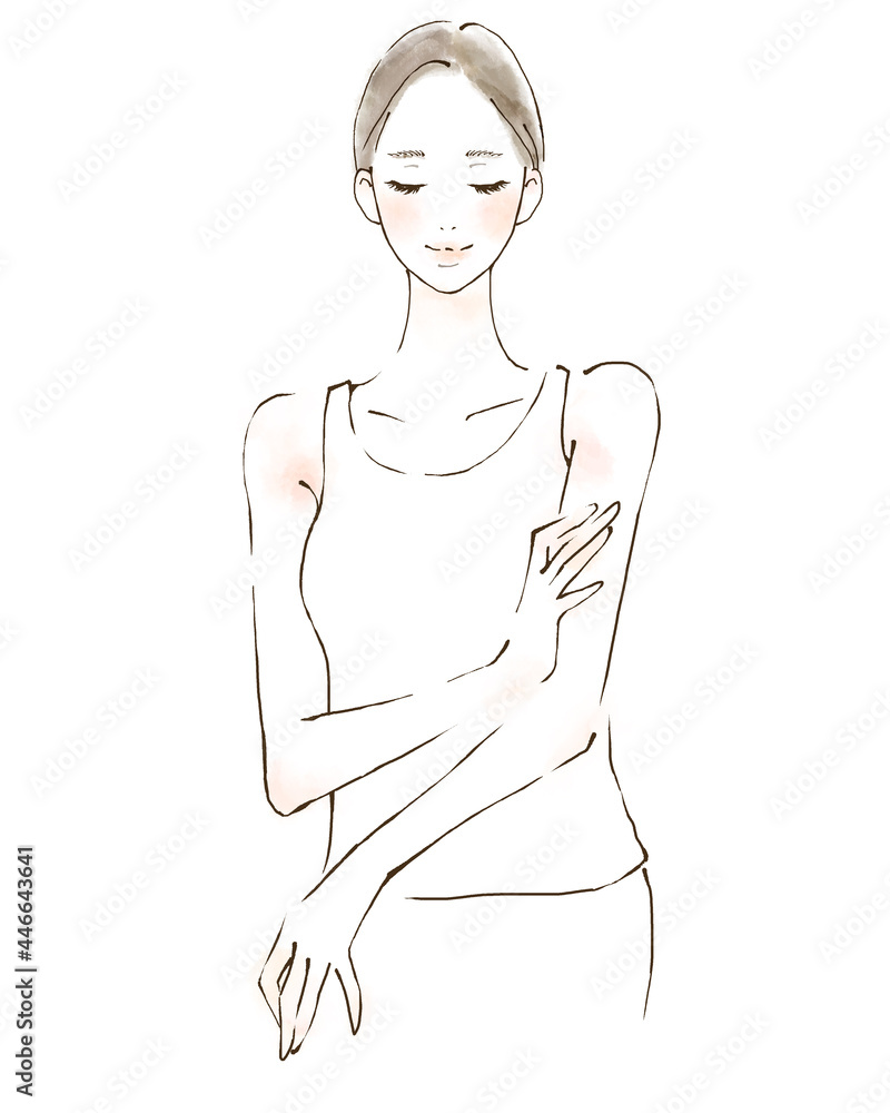 予防接種後のケア 女性のイラスト