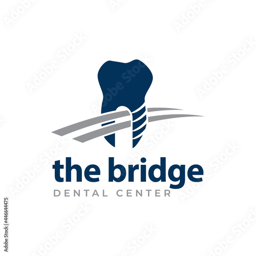 the bridge dental center logo,  scene dental implant become bridge vector