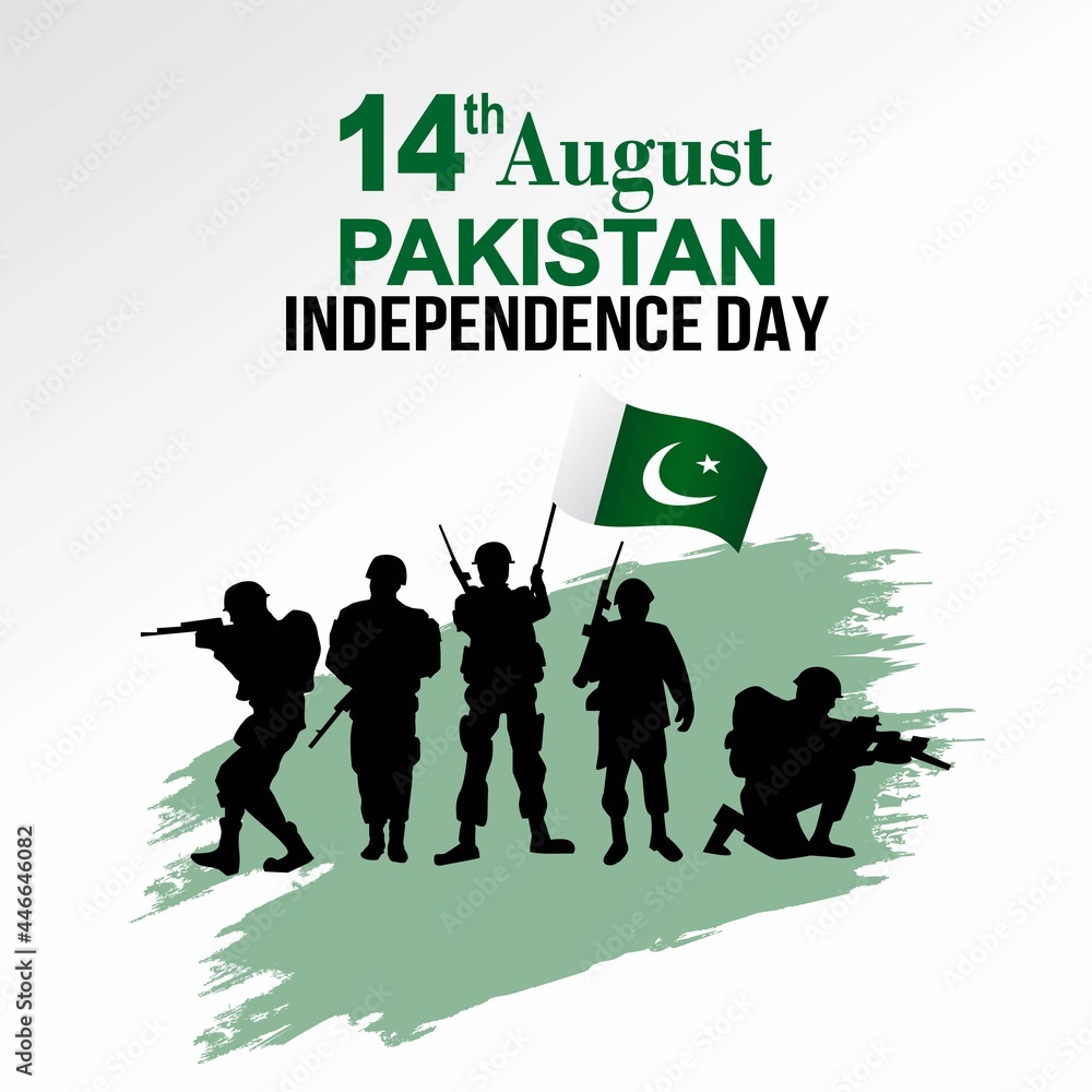 happy independence day Pakistan. vector illustration of Pakistan army with flag. white background