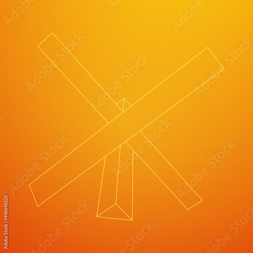 Hedgehog antitank defence. Wireframe low poly mesh vector illustration.