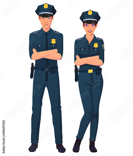 Male And Female Police officers team standing Pose.