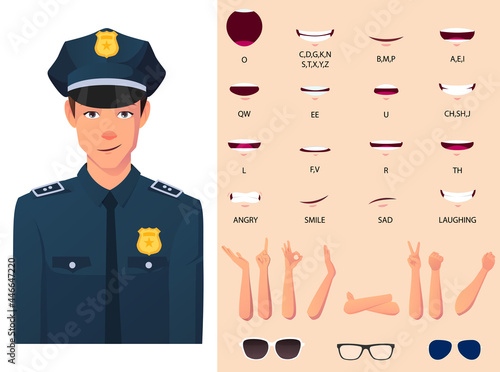 Police Officer Mouth Animation Pack With Hand Gestures
