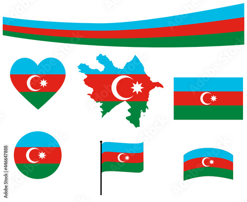 Free Download Azerbaijan Flag Map Ribbon And Heart Icons Vector Illustration Abstract Design Elements collection - GFXLoad