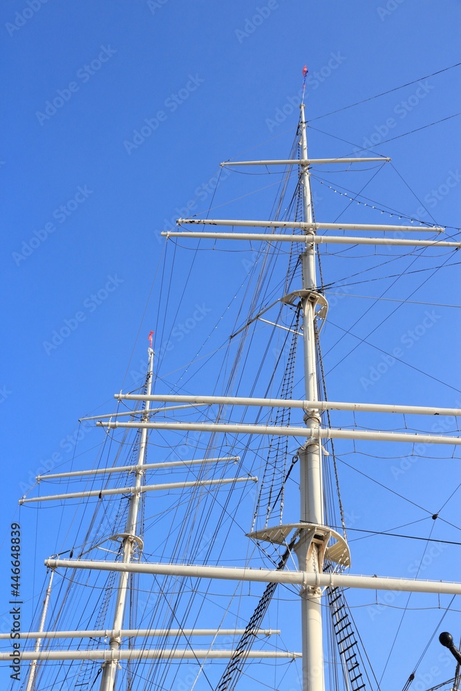 Retro tall ship mast and rigging Retro tall ship mast and rigging