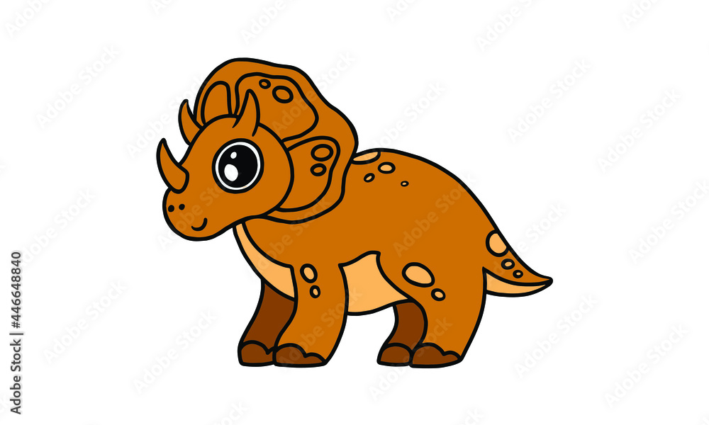 Obraz premium Cute dino illustration in colorful style. Animated dinosaur collection for elements, printed projects, stationery, educational tools for kids, etc. Funny animal illustration in graphics. 