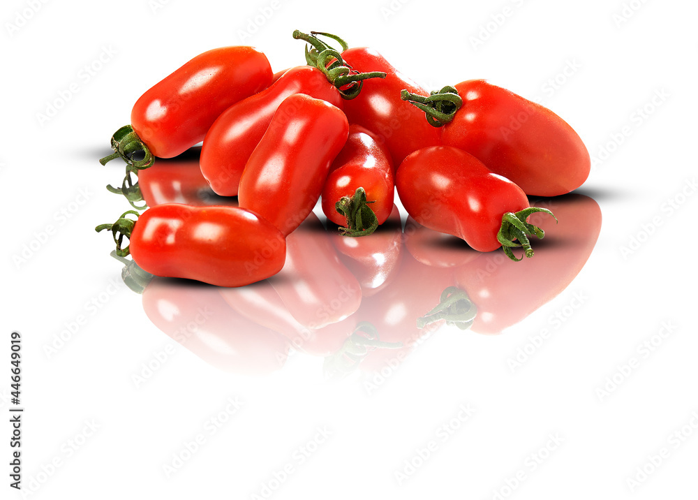 red tomatoes isolated on white background with clipping path