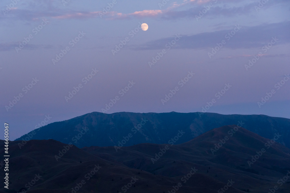 Landscape of the moon over the Sun Valley Idaho High Desert during Sunset