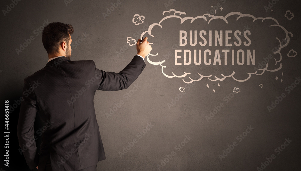 businessman drawing a cloud with inscription businessman drawing a cloud with inscription