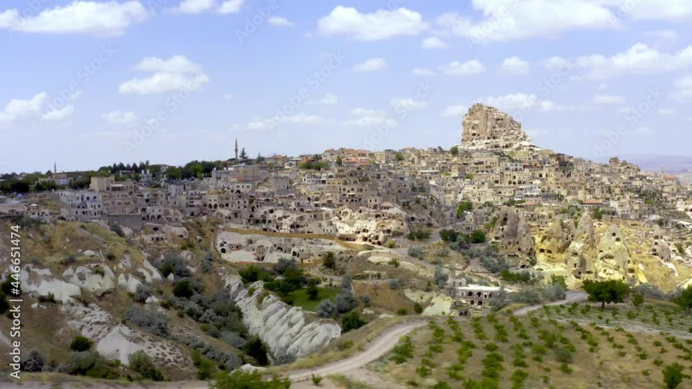 Aerial, Uçhisar (Uchisar) Rock City, Cappadocia, Turkey Aerial, Uçhisar (Uchisar) Rock City, Cappadocia, Turkey