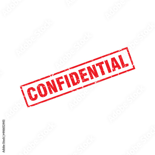 Abstract Red Grungy Confidential Rubber Stamp Sign Illustration Vector, Confidential Text Seal, Mark, Label Design Template