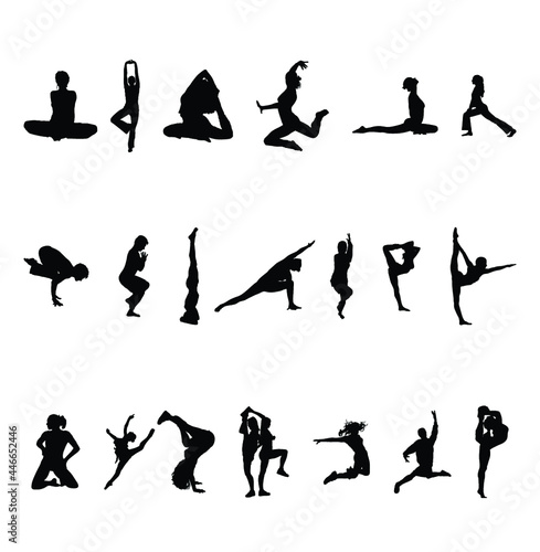 silhouettes of people doing fitness