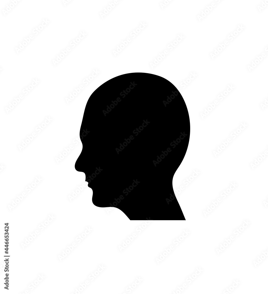 Male Head Silhouette Side View Isolated on White Male Head Silhouette Side View Isolated on White