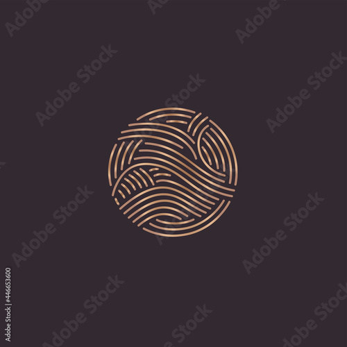 Gold circle abstract emblem. Vector logo design template.