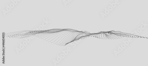 Dinamic wave of dots. background. 3D futuristic illustration.