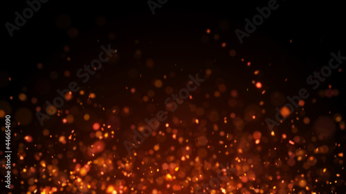 舞い上がる火の粉、火花の背景素材。