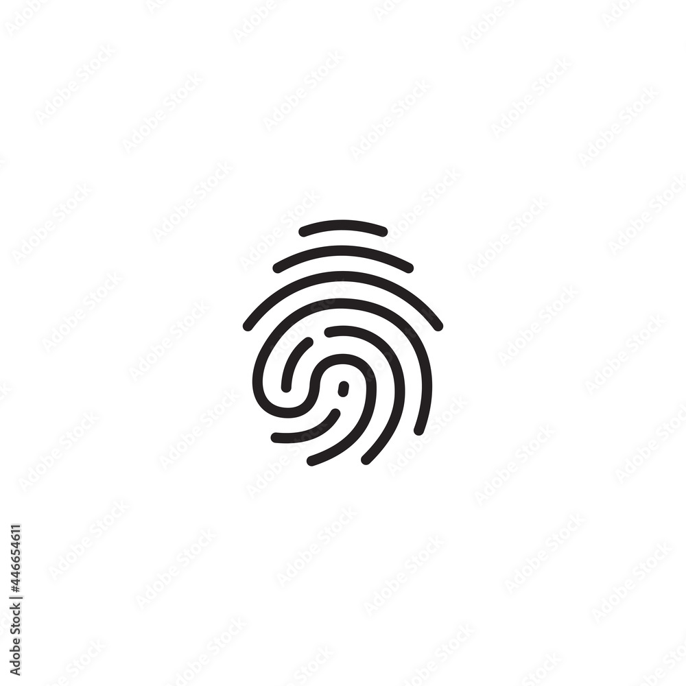 Simple Flat Fingerprint Icon Illustration Design, Fingerprint Scan Symbol Template Vector