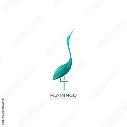 flamingo modern gradient color aquas logo template