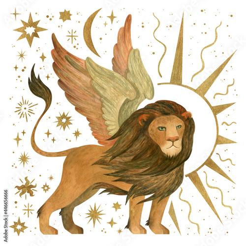 Leo zodiac sign, Astrology posters. Square printable wall art for Birthday gifts. Watercolor clipart on white background..