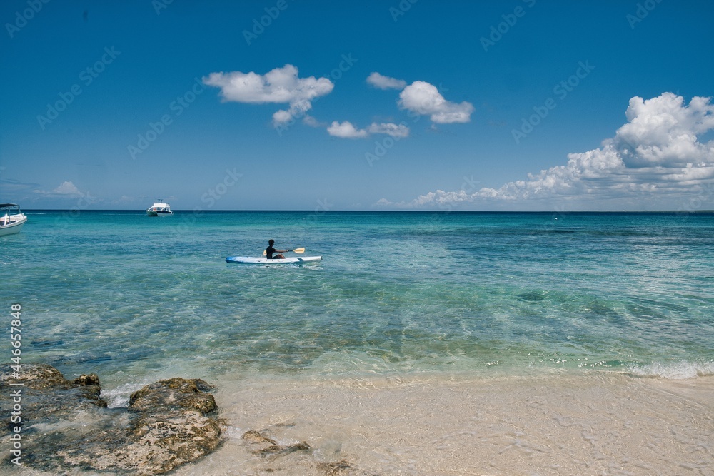 
Beach landscapes in the Caribbean Sea and Catalina Island, in the Dominican Republic. July 14, 2021.
Paradise beaches, fine white sand, crystal clear waters, heat, tropical climate.