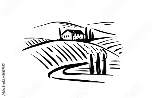Landscape of Italian province of Tuscany vector. 