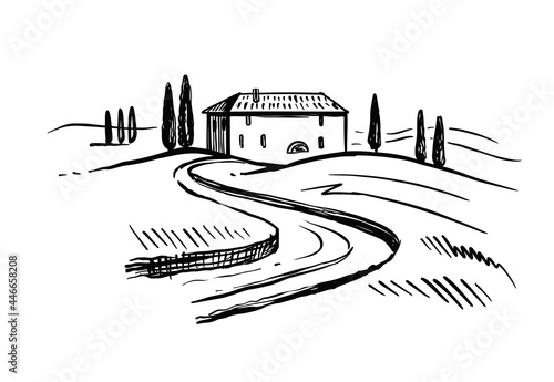 Landscape of Italian province of Tuscany vector. 