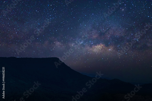 Colorful night sky with stars. Background with galaxy.