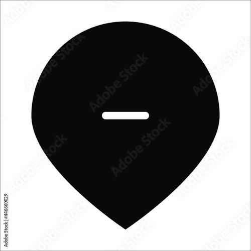 pin point icon location point icon. map location symbol with a minus sign. isolated on a white background. vector illustration.