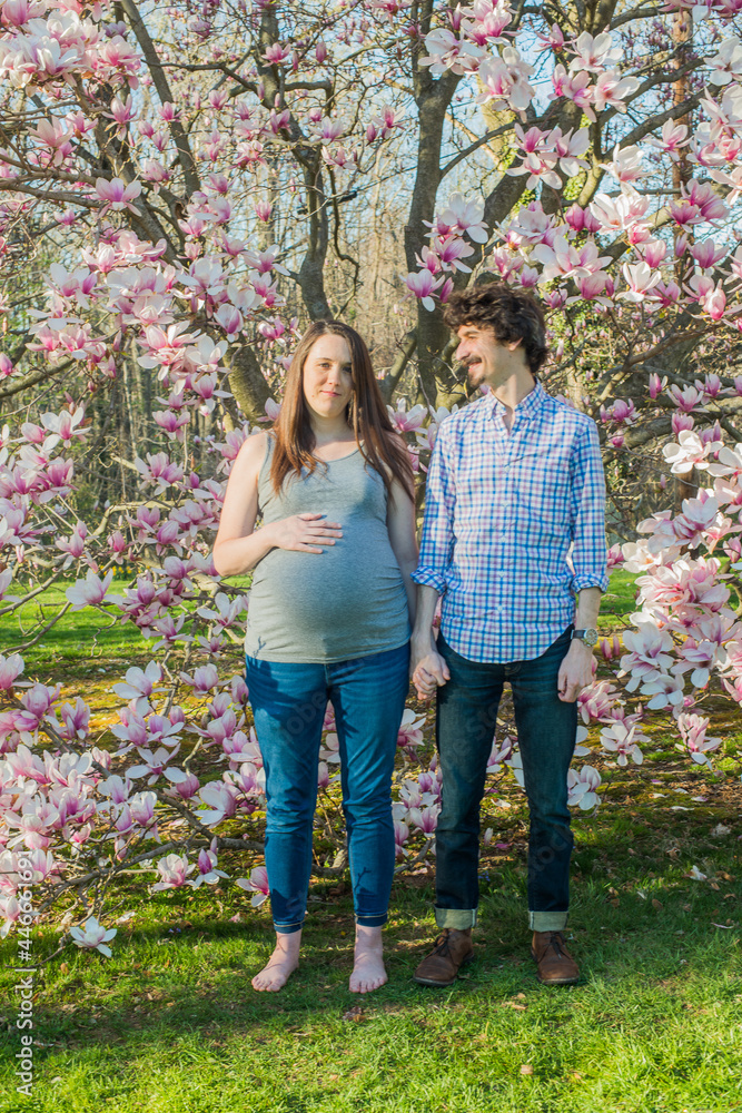 Pregnancy Portrait in the Park during cherry blossoms Pregnancy Portrait in the Park during cherry blossoms