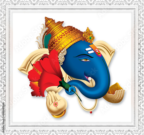 High Resolution Indian Gods Ganesha Digital Painting photo