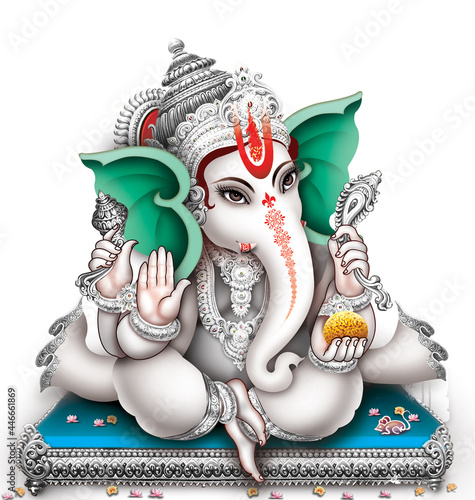 High Resolution Indian Gods Ganesha Digital Painting photo