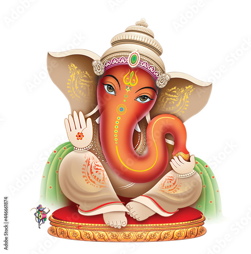 High Resolution Indian Gods Ganesha Digital Painting photo